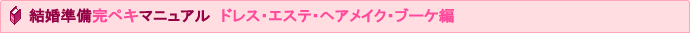 結婚準備完ペキマニュアル　ドレス・エステ・ヘアメイク・ブーケ編