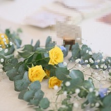 星野リゾート　軽井沢ホテルブレストンコートの画像｜オーダーした花の配色です！とても可愛くテーブルを彩ってくれました。