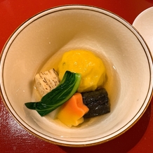 湯本富士屋ホテルの画像｜御煮物は、南瓜饅頭と茄子オランダで、見た目以上のおいしさでした！