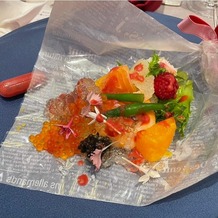 アルカンシエル luxe mariage 名古屋の画像｜前菜です。式場見学の際に食べさせて頂き、美味しかったのとインパクトがあったので選びました。