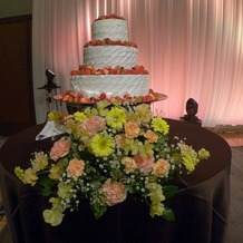 ヒルトン福岡シーホークの画像｜ウエディングケーキとケーキ装花です