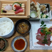 ホテルエピナール那須の画像｜試食をいただきました。お肉もお刺し身も天ぷらもプリンもとっても美味しかったです。