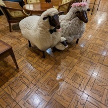 旧軽井沢礼拝堂 旧軽井沢ホテル音羽ノ森の画像｜レストランの入り口に羊さんたちがいました。
グッズにも羊さんのイラストがあって可愛かったです。