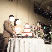 オリエンタルホテル 東京ベイの画像｜ケーキ入刀時のバブルマシーン演出