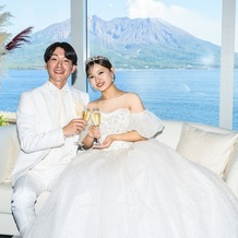 W the style of wedding（ダブリューザスタイルオブウェディング）の画像｜鹿児島の象徴桜島と。
天気が良くて桜島が綺麗に見える会場が素敵でした！