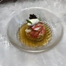 アクアテラス迎賓館 &amp;nbsp;新横浜の画像｜オマール海老の前菜です。
スプーンで混ぜて食べる料理でした。