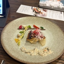 鶴見ノ森　迎賓館の画像｜甘鯛のロティ蕎麦のの実と味噌風味の写真です。
とっても美味しかった！