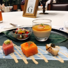 アルカンシエル luxe mariage大阪の画像｜前菜は海鮮メインでした。