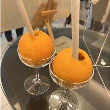 アルカンシエル luxe mariage大阪の画像｜新郎新婦も参加するウェルカムスペースに提供されていた生搾りオレンジジュースはとても美味しかったです。