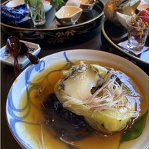 菊水楼(THE KIKUSUIRO NARAPARK)の画像｜ナスの石焼+鮑
ナスはとろとろ鮑もこんなに柔らかくて味が染みているのは食べたことなかったです。