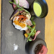 Los Angeles balcony（ロサンジェルスバルコニー）の画像｜試食のお料理です。
野菜がとっても美味しい。