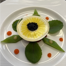 大阪城西の丸庭園 大阪迎賓館の画像｜試食で食べた海の幸のジュレ&quot;ひまわり&quot;
美味しかったです。