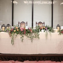 東京會舘の画像｜新郎新婦席です。ディズニーモチーフのお花で飾り付けています。