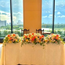 東京會舘の画像｜ピンク、白、緑を基調にした装花をお願いしました。写真も映えました。