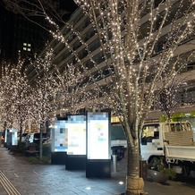 東京會舘の画像｜會舘の前の様子です。冬は緑がない分イルミネーションがきらびやかで、テンションが上がります。