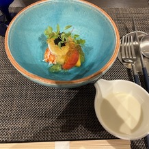 ララシャンスガーデン　東京ベイの画像｜ジャガイモの冷製スープをかけて食べました