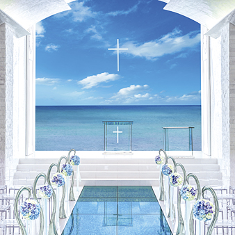 ルネッサンス・リベーラ教会:真っ青な海に包みこまれるような感動セレモニーが叶う、岬のチャペル