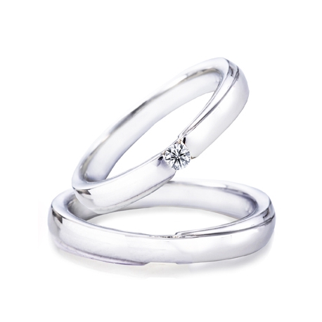 シンプルだけど一粒ダイヤが目を引く人気のプラチナダイヤ結婚指輪が