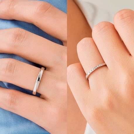 ＜タイム＞結婚指輪　輝きが違うバゲットカットとラウンドカットを交互に配置