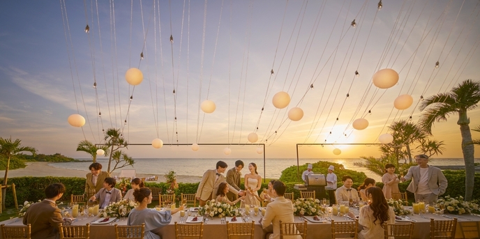 ザ・ヨミタンリゾート アクアグレイス/ワタベウェディング:結婚式の1日を通して、読谷村の移り変わる空や海の景色を堪能できるとっておきのパーティプラン